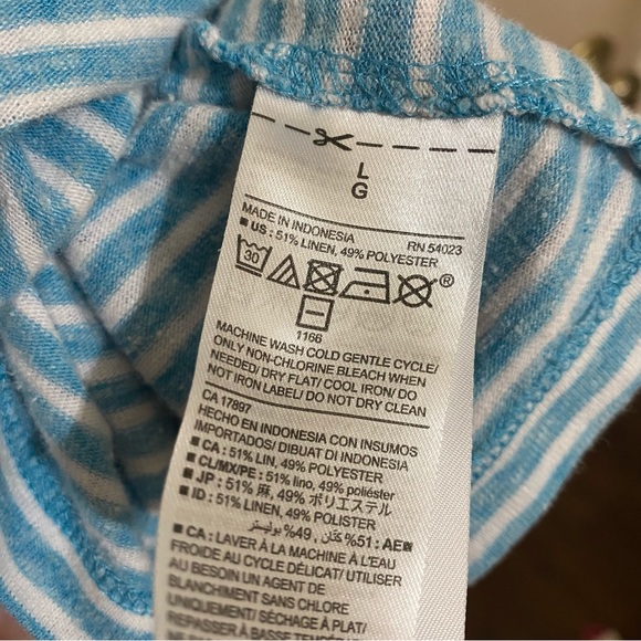 ☀️ Striped Linen T Shirt - Old Navy Size L - Picture 4 of 4